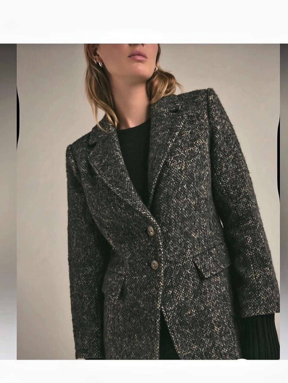 Favorite Daughter The City Blazer Wool Blazer in Black & Gray Size Small NWT